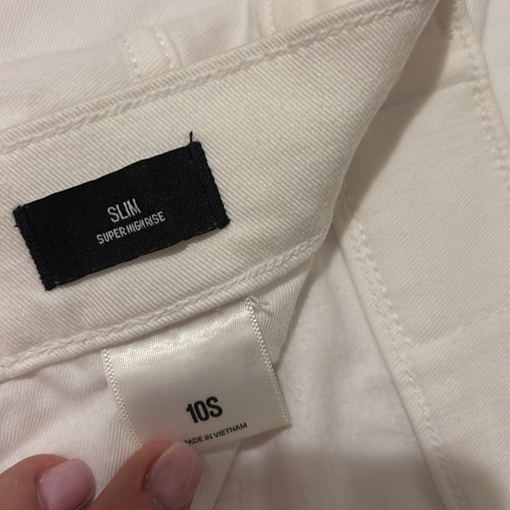 Express high rise slim crop White Jeans image 5